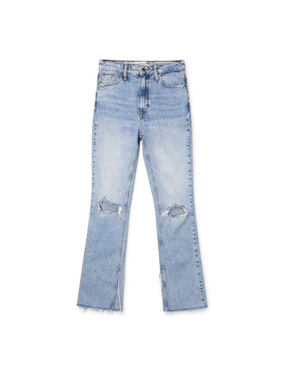 ZARA Distressed Light Wash Straight Leg Jeans – Y2K Vintage Wash | Size 2